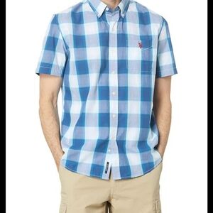 Mens U.S. Polo ASSIN Short Sleeve Shirt Size Medium Color Blue & White